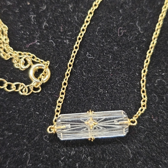 Jewelry - SU 925 Vermeil Crystal Lozenge Necklace with CZs